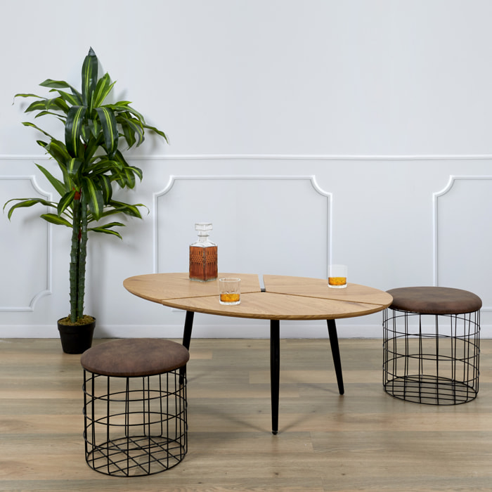 Pouf Gigogne Pu Marron X2