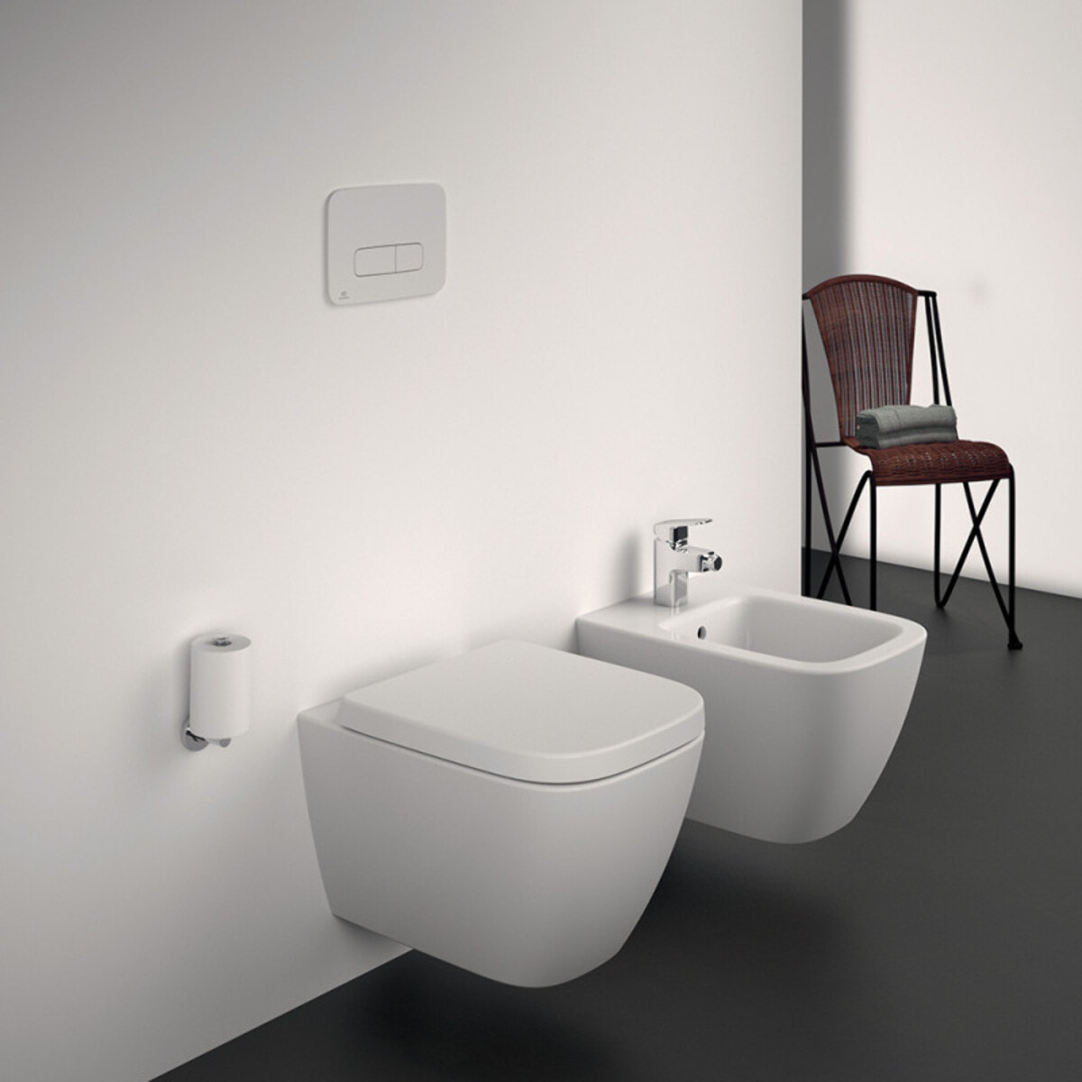 WC suspendu compact sans bride I.Life S RimLS+ avec abattant frein de chute