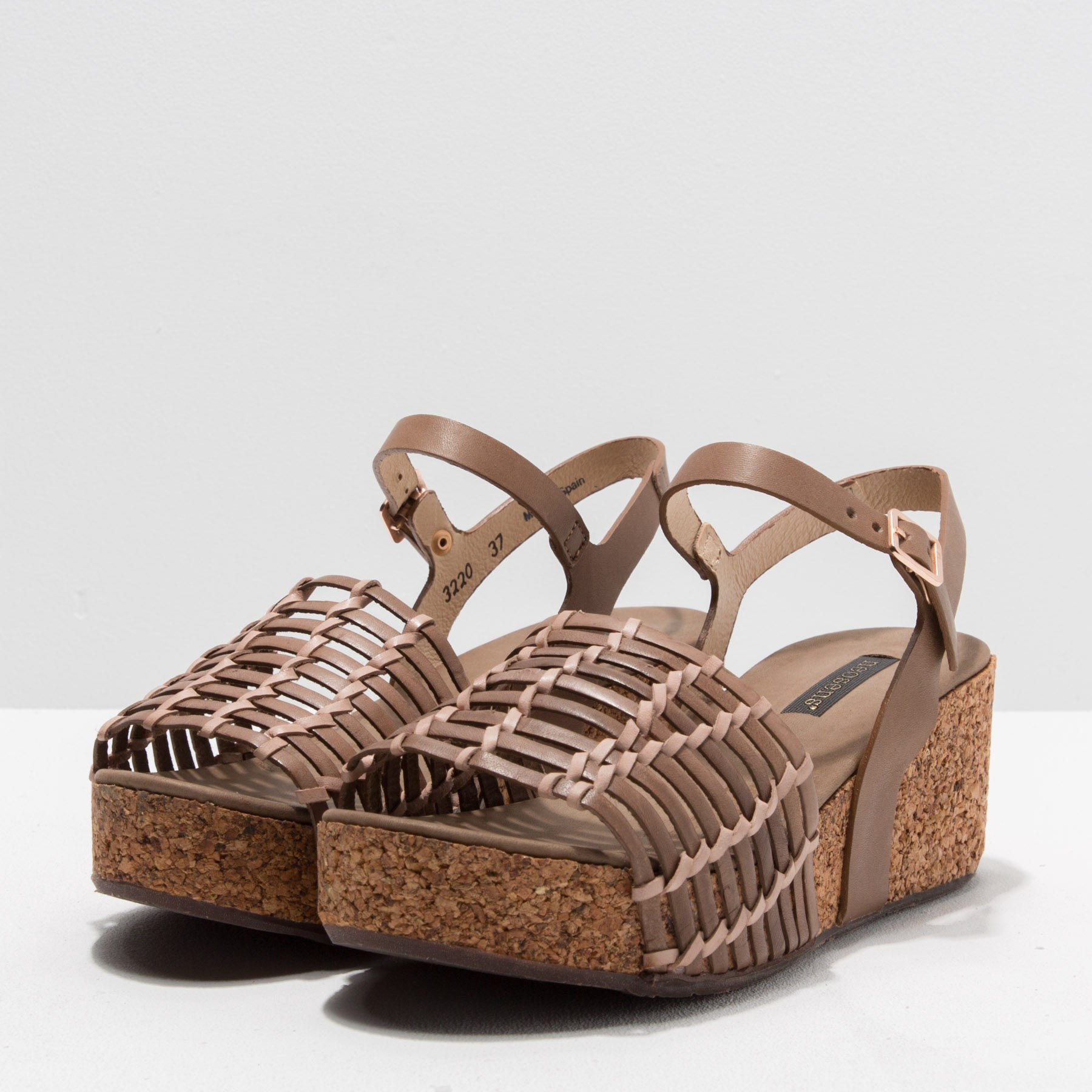 Sandalia de cuña S3220 BRAIDED TAUPE / ARROBA color Taupe