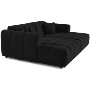 Ray - canapé droit 4 places avec double méridienne - assise profonde - en tissu texturé - Noir