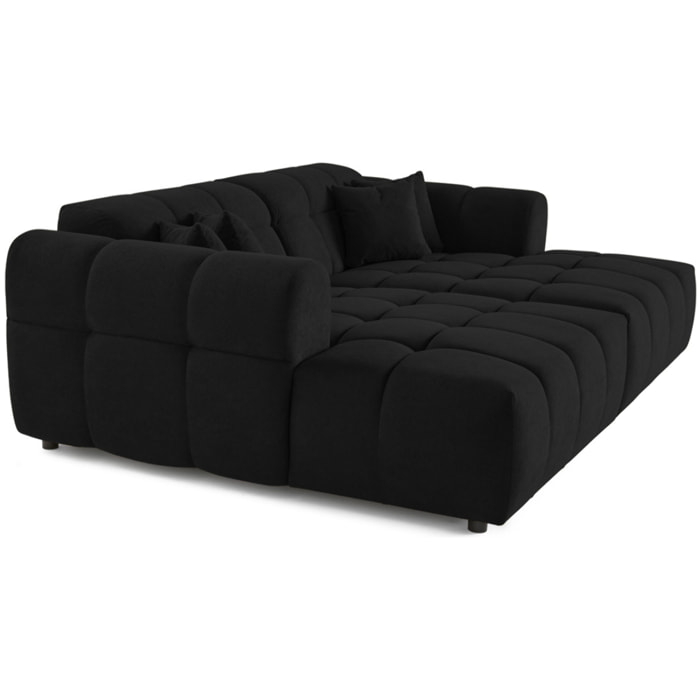 Ray - canapé droit 4 places avec double méridienne - assise profonde - en tissu texturé - Noir