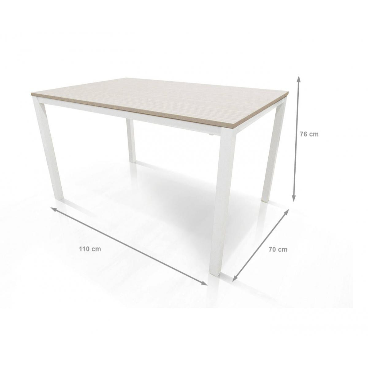 Tavolo allungabile in metallo verniciato e piano in laminato, colore bianco, cm 110 x 76 x 70