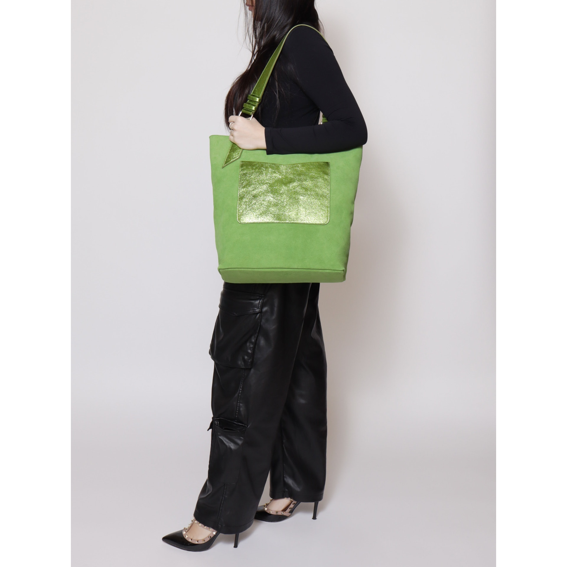 Borsa a spalla da donna - Modello False - Vera pelle - 33.0 x 40.0 x 15.0 cm