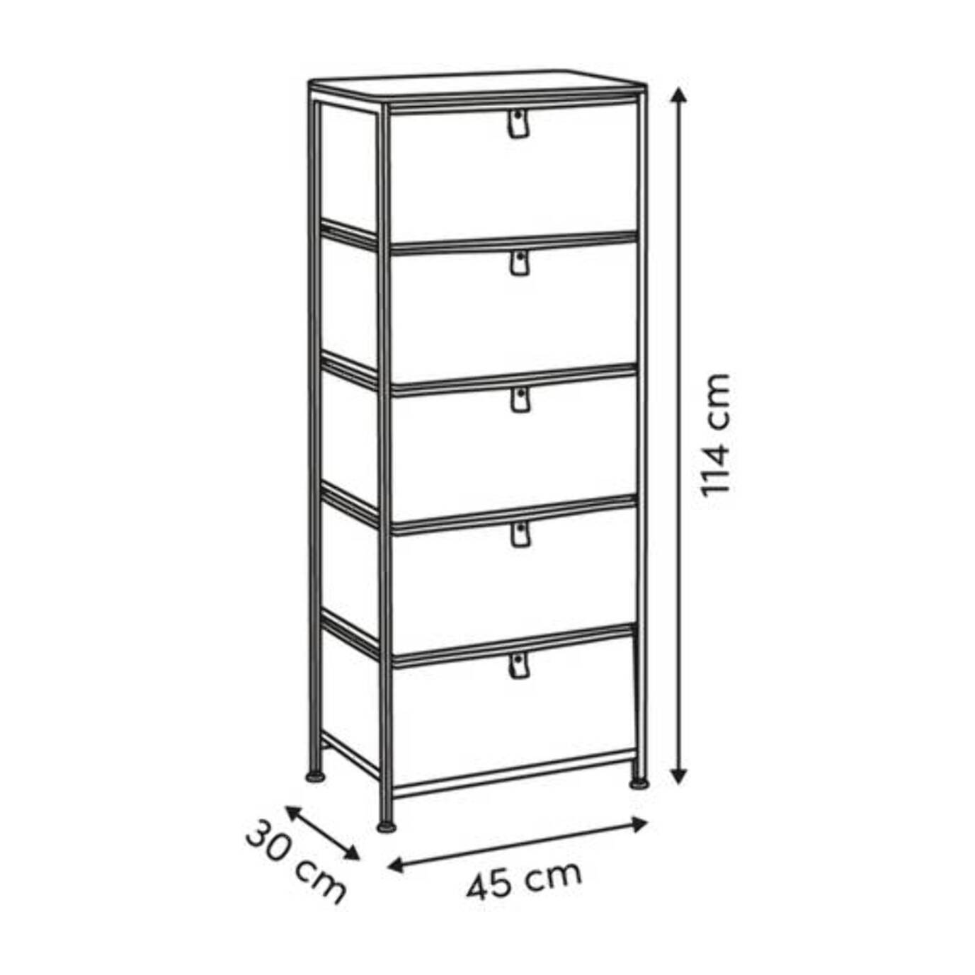 Rangement haut Tissa beige 5 tiroirs