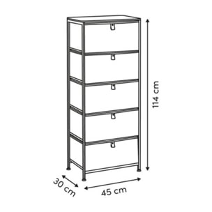 Rangement haut Tissa beige 5 tiroirs