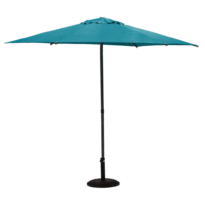 Parasol droit rond "Soya" bleu canard D2,7m en acier