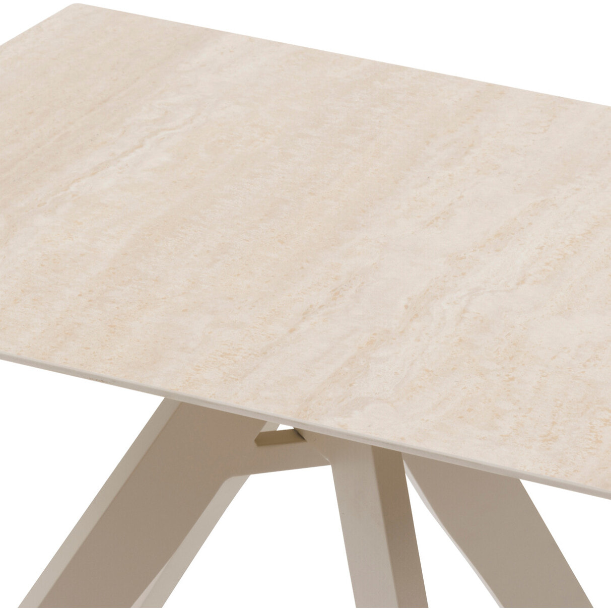 Table de jardin carrée "Terzano" vanille & argile 2 places en aluminium