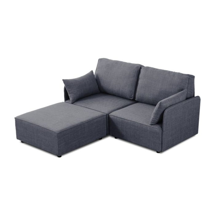 Sofá modular con chaiselongue 2 plazas y brazos Cubiq Gris