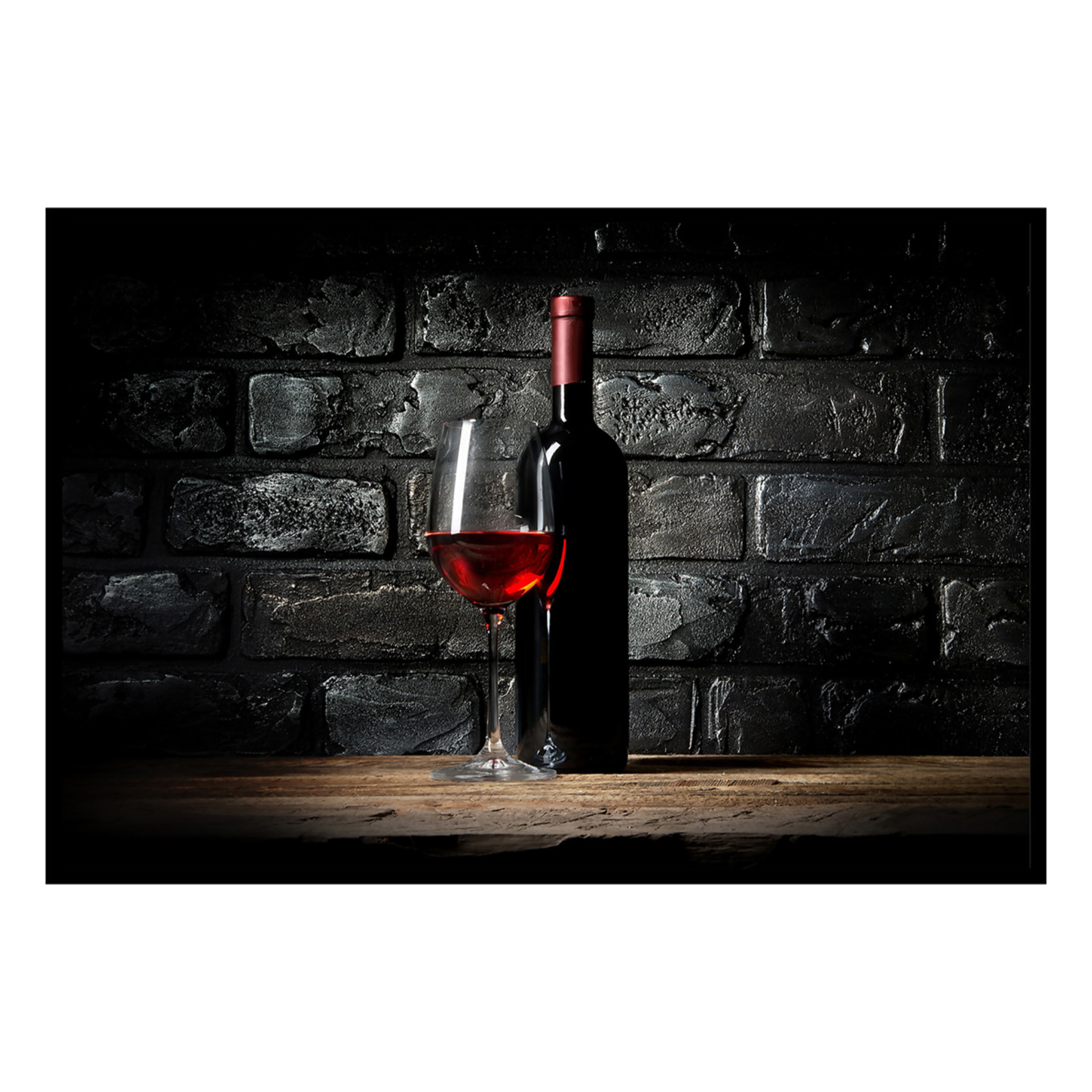 Affiche encadrée bouteille de vin rouge Affiche + cadre en métal - Noir