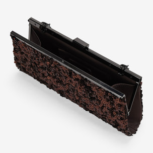Bolso clutch marrón con lentejuelas