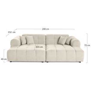 Ray - canapé droit 4 places avec double méridienne - assise profonde - en tissu texturé - Vert