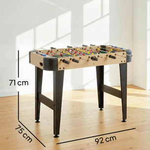 Futbolín para Niños de Madera, Mesa de Futbolín con 2 Marcadores, 8 Asas, 22 Jugadores, 8 Barras y 2 Bolas, Regalo para Adultos, Familias, Fiestas, 92x75x71 cm, Natural