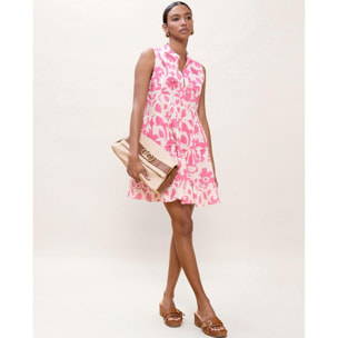 Abito corto con volant e stampa floreale