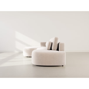 Mahina - canapé d'angle gauche 4 places convertible avec coffre en velours côtelé - Beige