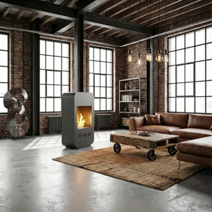 Livia - Camino a Bioetanolo da Pavimento 46x80x25 cm con Bruciatore 1,5 Litri Nero