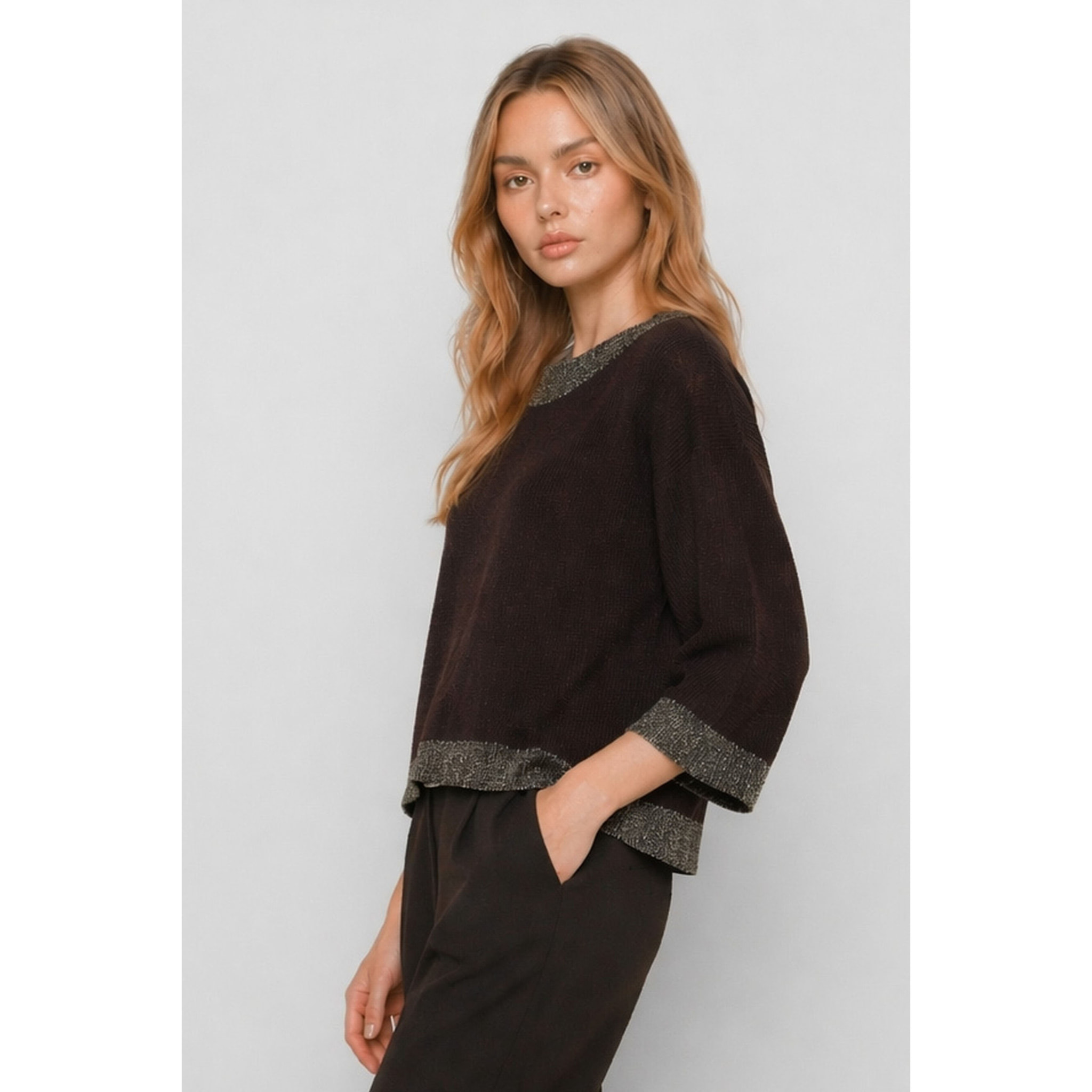 Kocca - Maglia girocollo rilassata in viscosa, lana e cashmere Donna