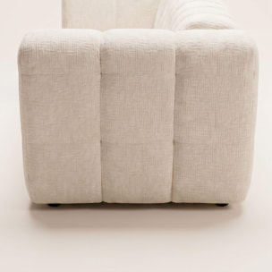 Violette - Canapé 3 places convertible express couchage quotidien 140 cm matelas 14 cm en velours gaufré - Beige