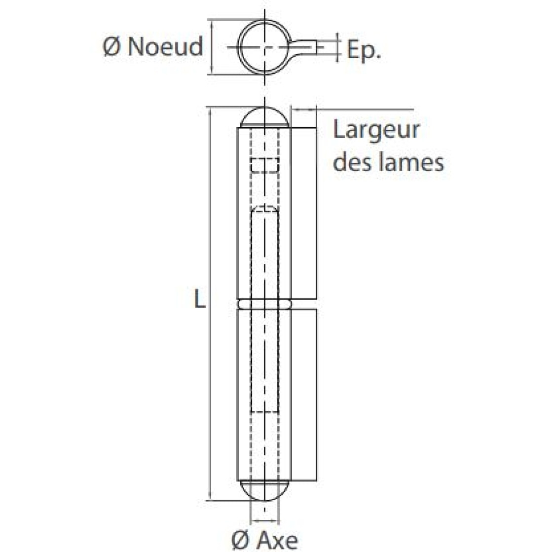 Paumelle de grille roulée lame courte 100x11 TORBEL - Bague laiton - GRLC1010