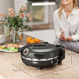 Four à pizza électrique 1200W max. 430°C pierre réfractaire 30 cm température réglable timer pelles incluses noir