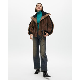 Jeans a Gamba Larga Usato con Dettagli Rame