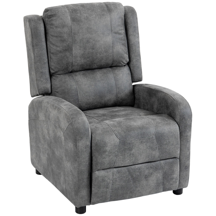 HOMCOM Sillón Relax Reclinable, Sillón Reclinable Manual, Tapizado en Cuero Sintético, Instalación Rápida, Reposapiés, Muelles Ensacados y Acolchado Grueso, para Salón, Dormitorio, Oficina, Gris