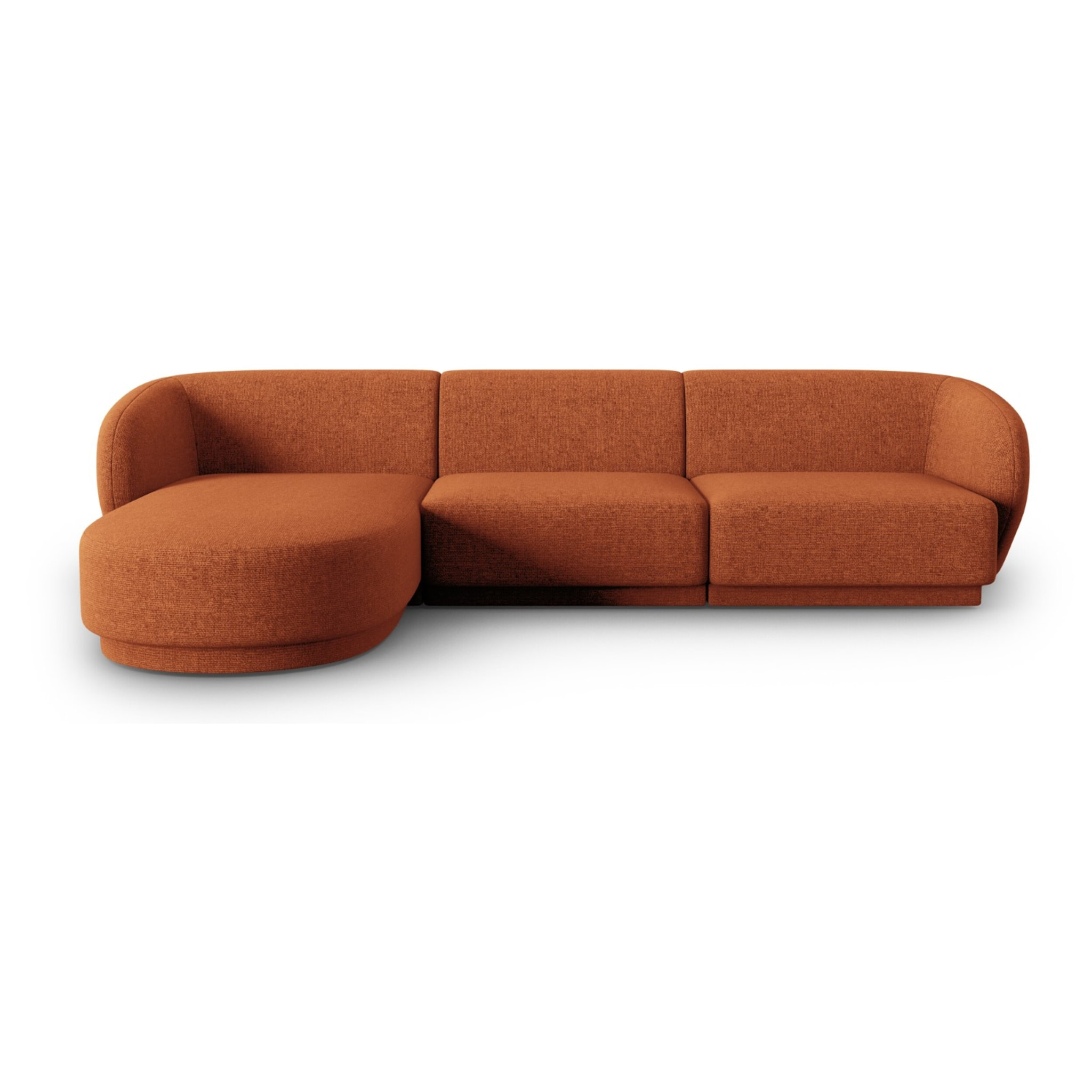 Canapé d'angle gauche modulable "Lionel" 4 places en chenille mélange terracotta