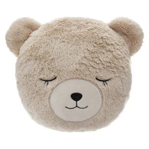 Coussin enfant "Ours" - fausse fourrure - D28 cm