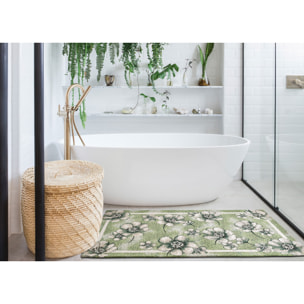 Tappeto Jacquard Ideale Cucina Ingresso Made In Italy Antiscivolo, Lavabile, Morbido Disegno Emily Verde By Suardi