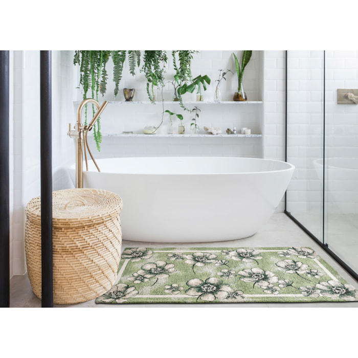Tappeto Jacquard Ideale Cucina Ingresso Made In Italy Antiscivolo, Lavabile, Morbido Disegno Emily Verde By Suardi