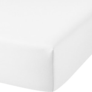 Drap housse 100% coton uni - blanc