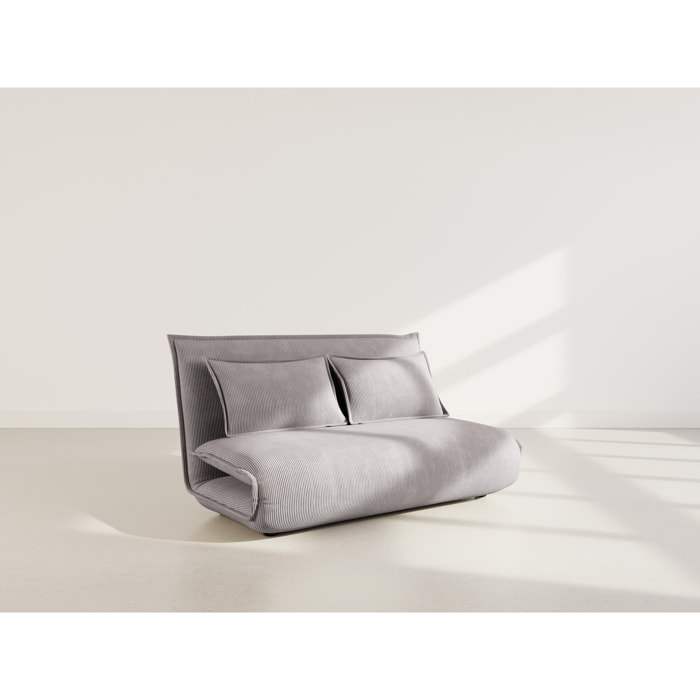 Candice - Banquette 2 places convertible clic-clac en velours côtelé - Gris clair
