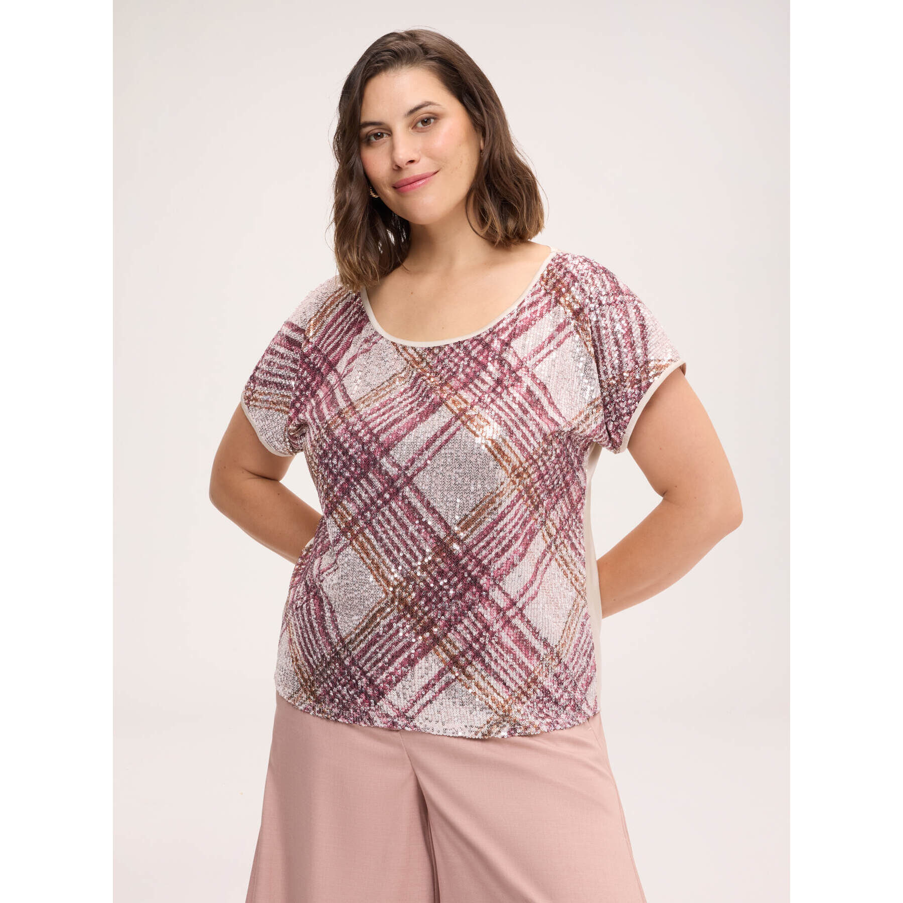Fiorella Rubino - Blusa con ricamo checks - Rosa