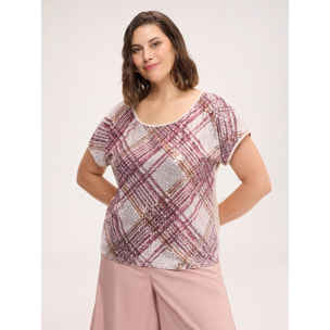 Fiorella Rubino - Blusa con ricamo checks - Rosa