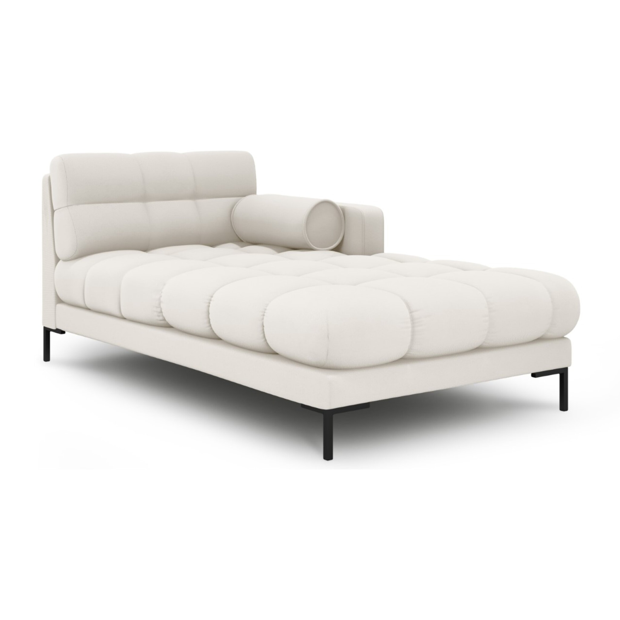 Méridienne droite "Bali" en tissu structurel beige clair