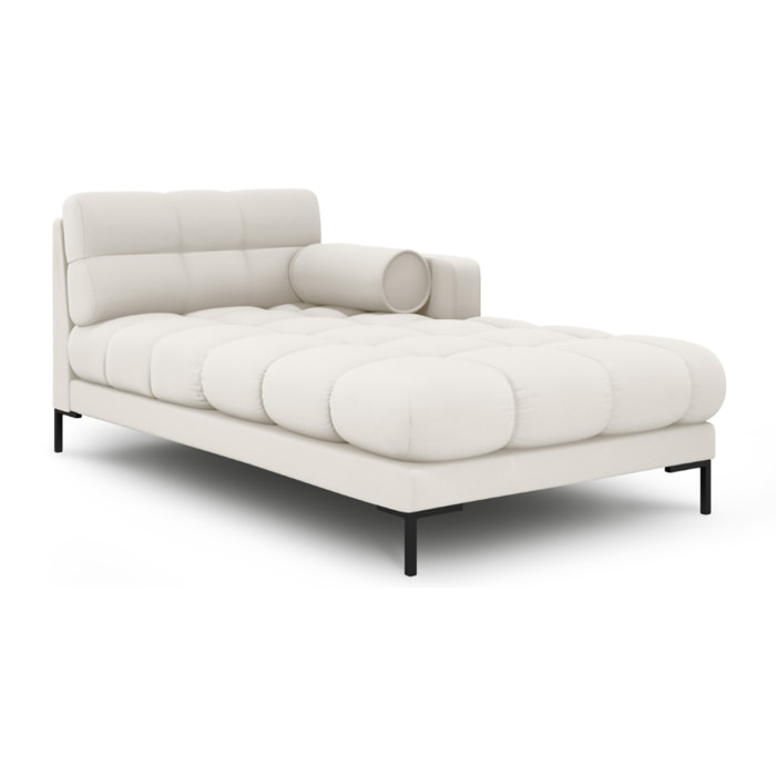 Méridienne droite "Bali" en tissu structurel beige clair