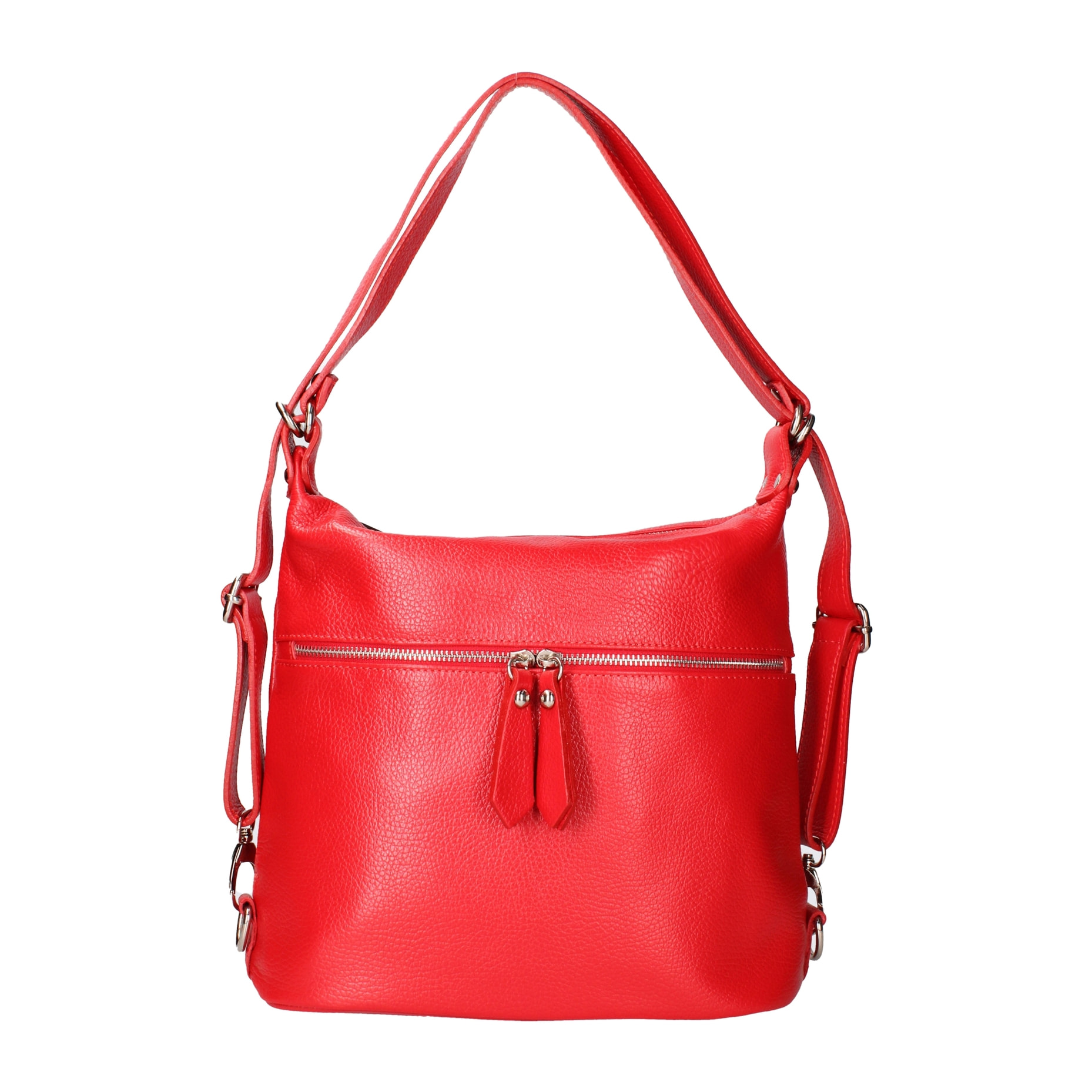 Borsa a spalla convertibile in zaino Bianca da donna In Vera pelle Made in Italy 30x26x9 cm