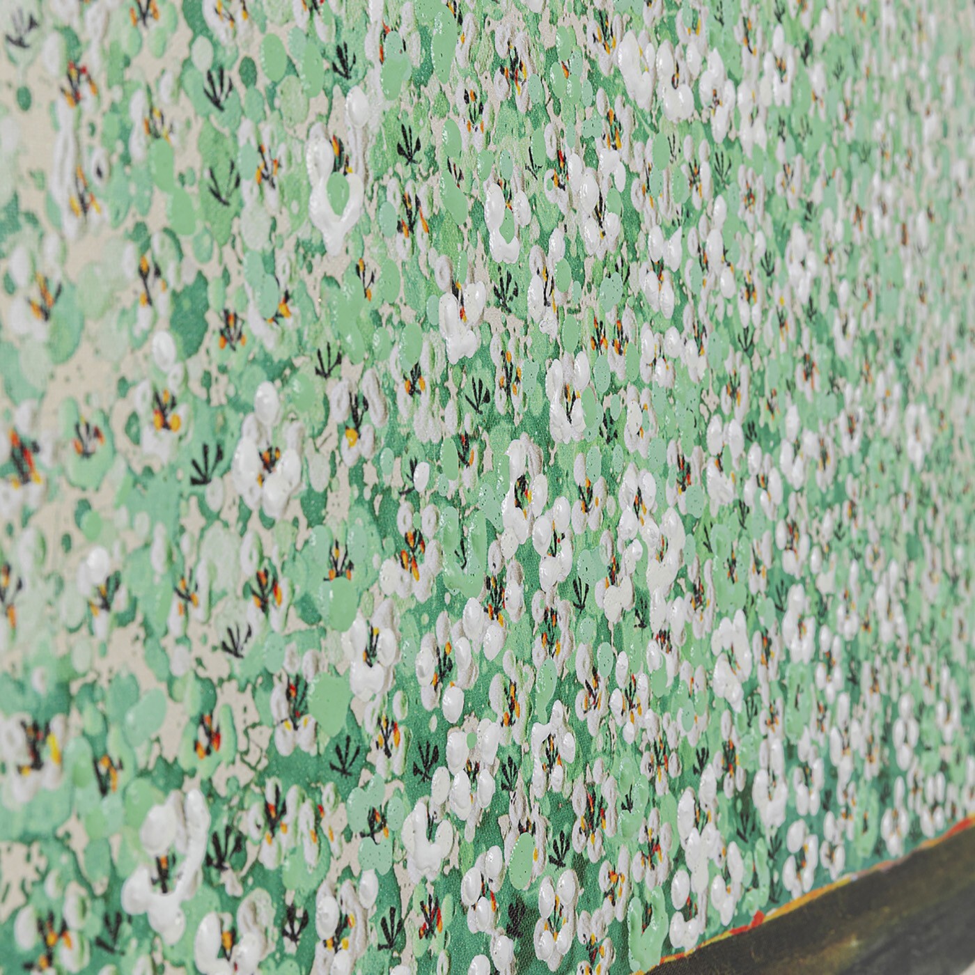 Tableau Touched fleurs pirogue beige et vert Kare Design