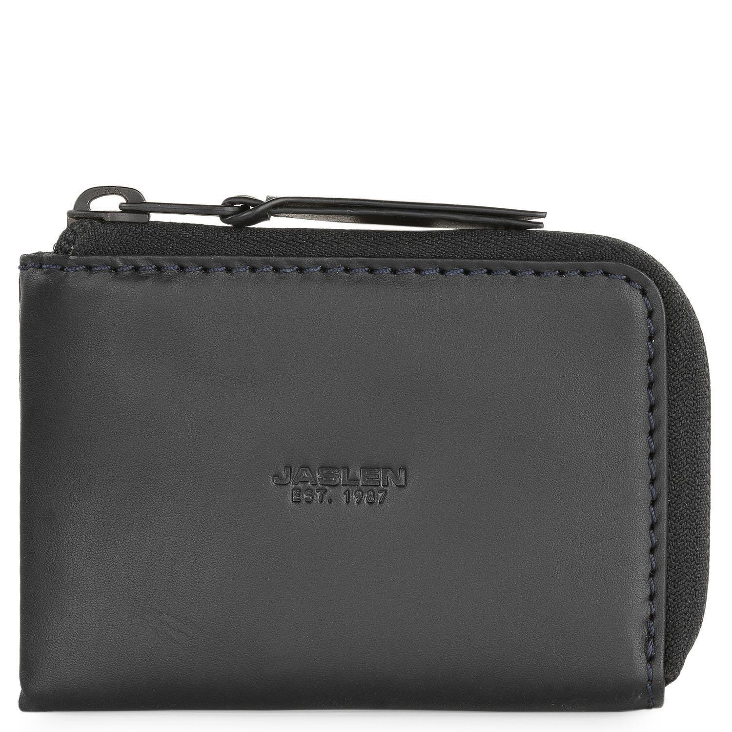 Monedero Piel Hombre Jaslen Lyon Negro-Azul