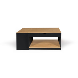 Table basse relevable + coffre Elina - Bois - Noir