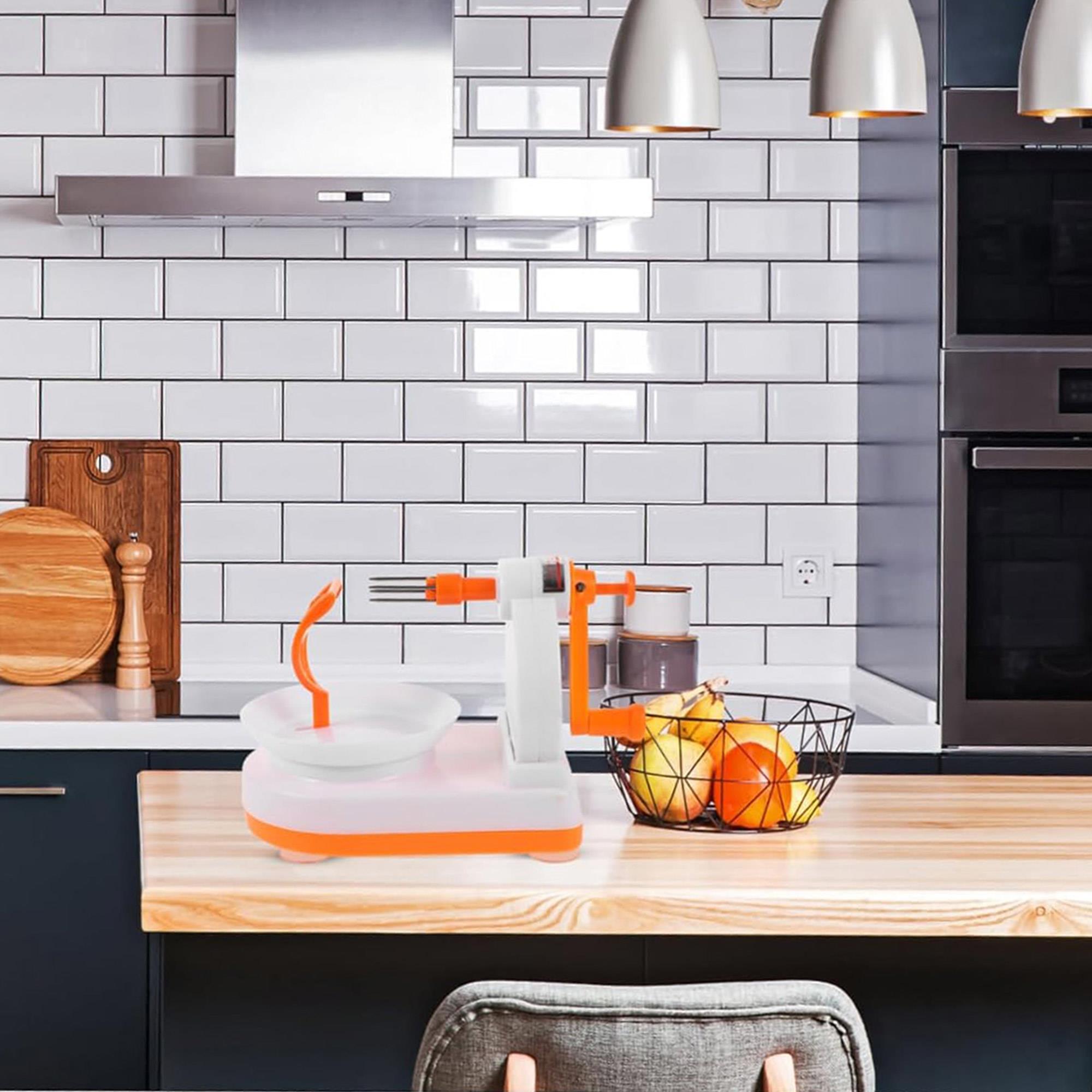 Pelador de fruta de plástico abs color naranja y blanco