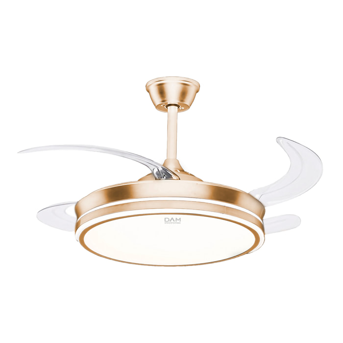 Ventilador de techo L433. 42" con motor de 30W, luces LED regulables de 60W, 6 velocidades y giro bidireccional. Control mediante mando 2.4G.