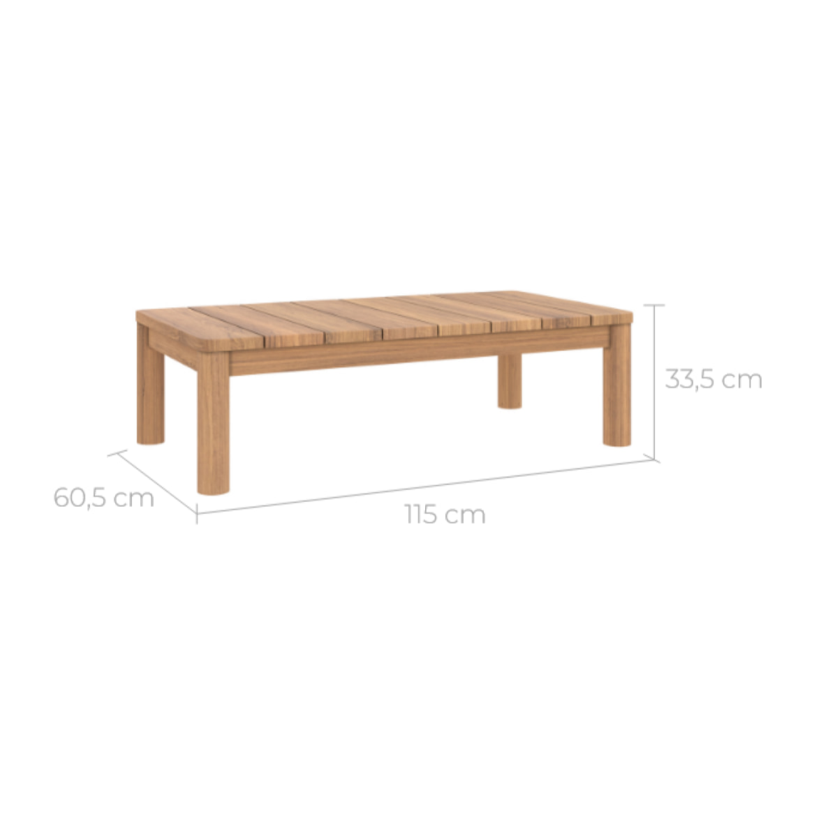 Table basse rectangulaire de jardin en bois de teck massif - Nadila