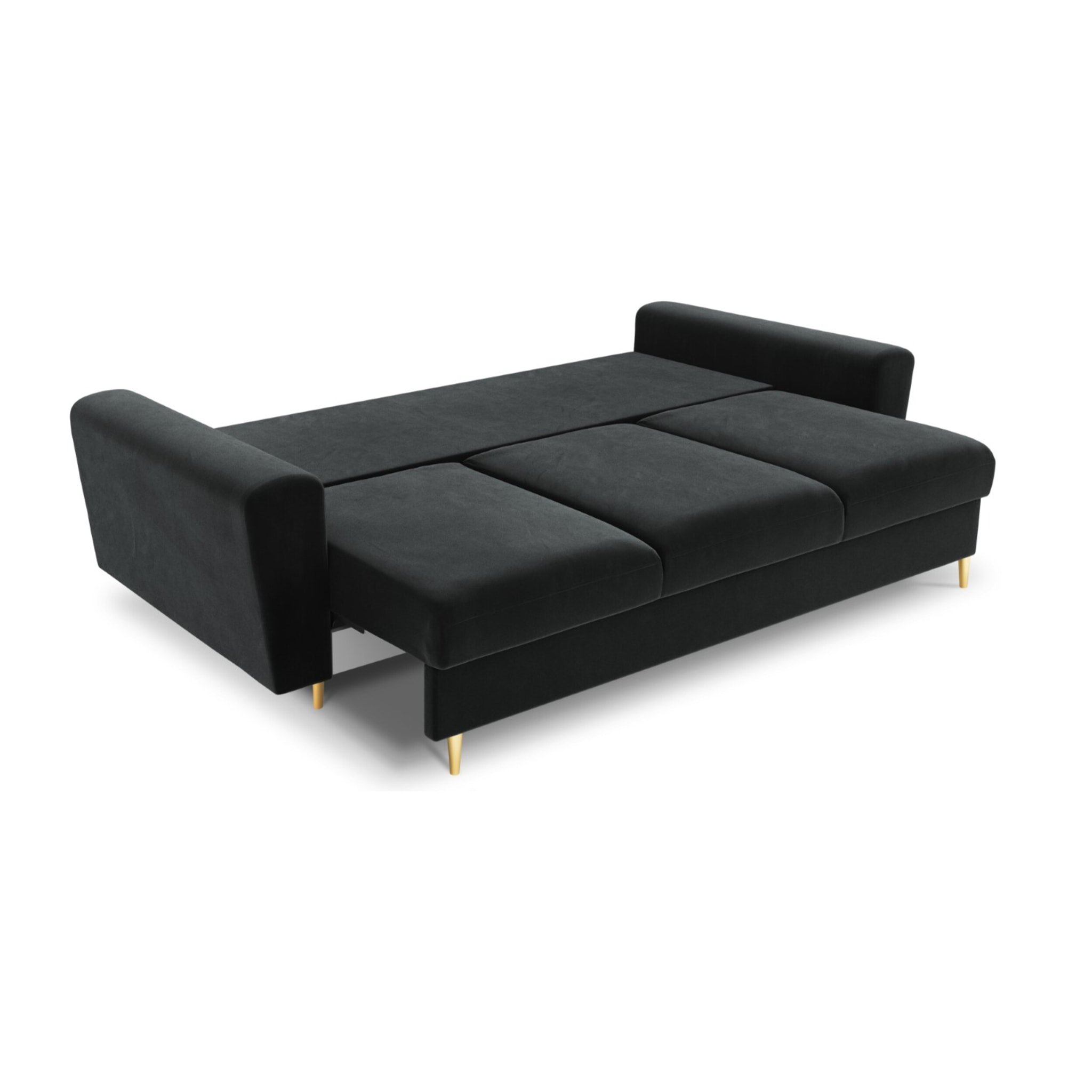 Canapé convertible avec coffre de rangement "Kyoto" 3 places en velours gris foncé