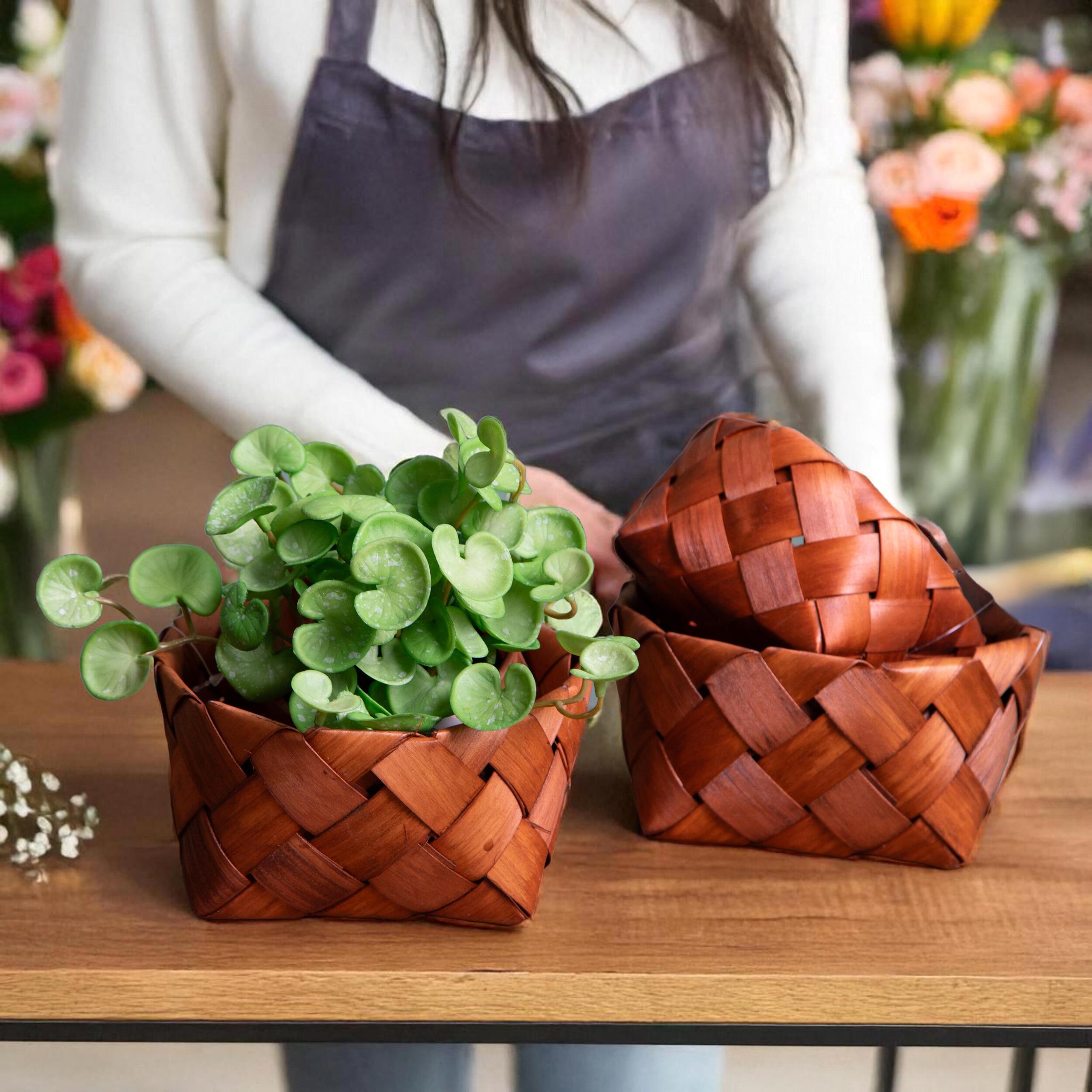 Cesto rotondo - Pezzi 2 - Marrone - 16XH8X16cm - Bianchi Dino