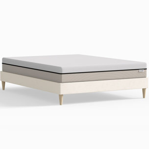 Lit en velours côtelé + Matelas Hybride à ressorts ensachés - DINA & SPRING ELITE