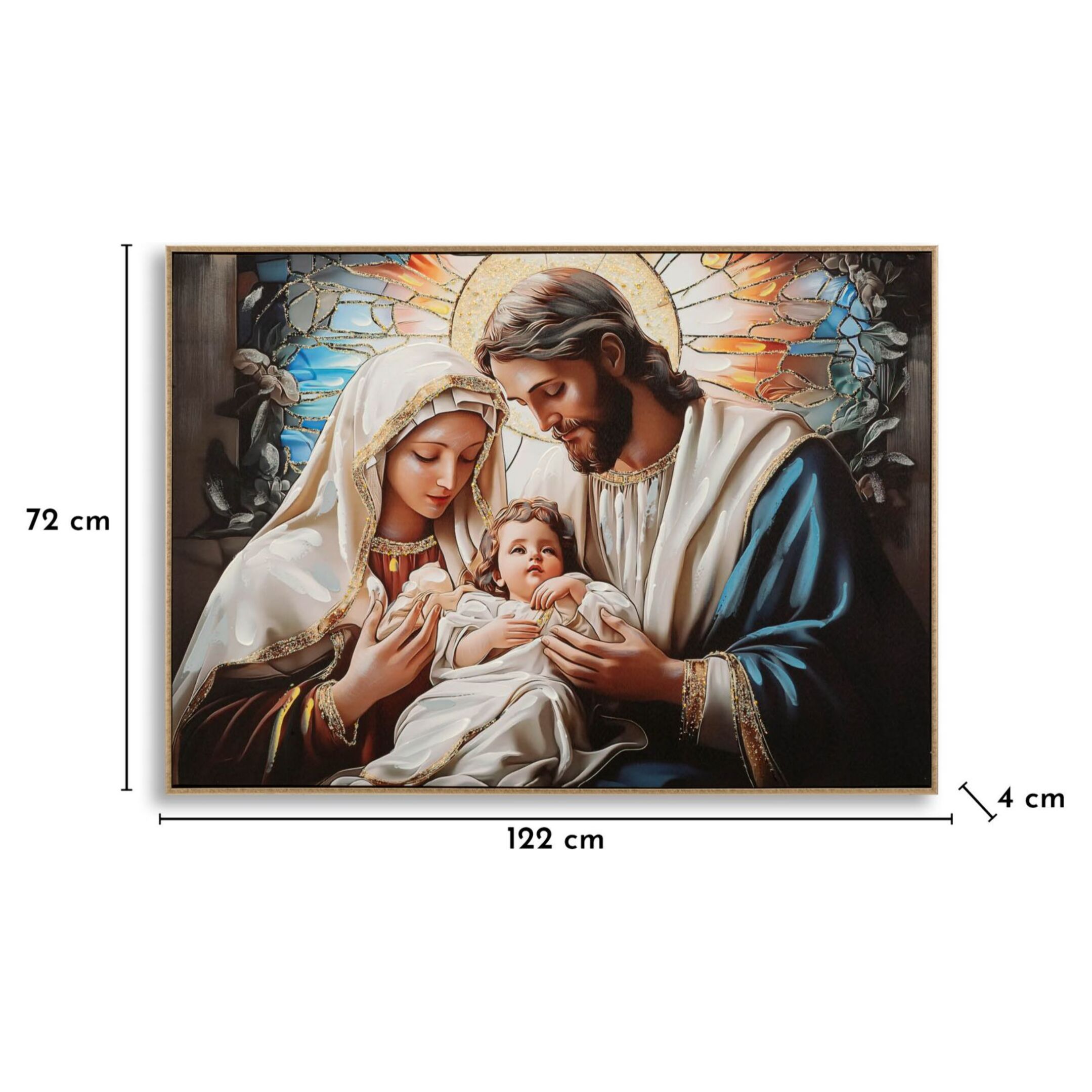 STAMPA DIPINTA SU TELA LACCATA NATIVITA' C/CORNICE CM 102X4X72