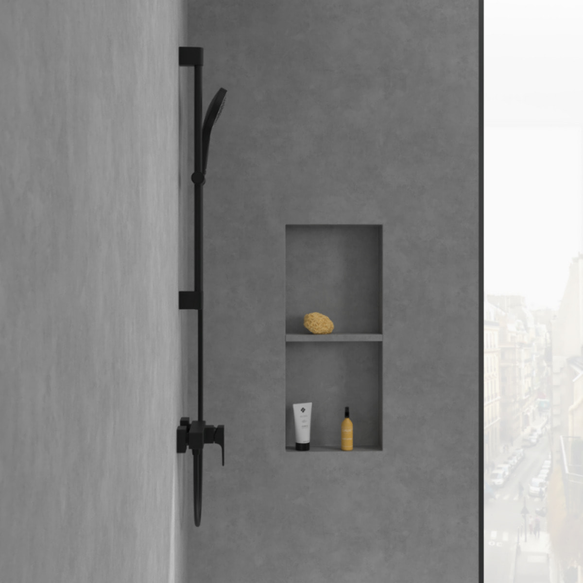 Mitigeur mécanique douche Architectura Square Noir mat