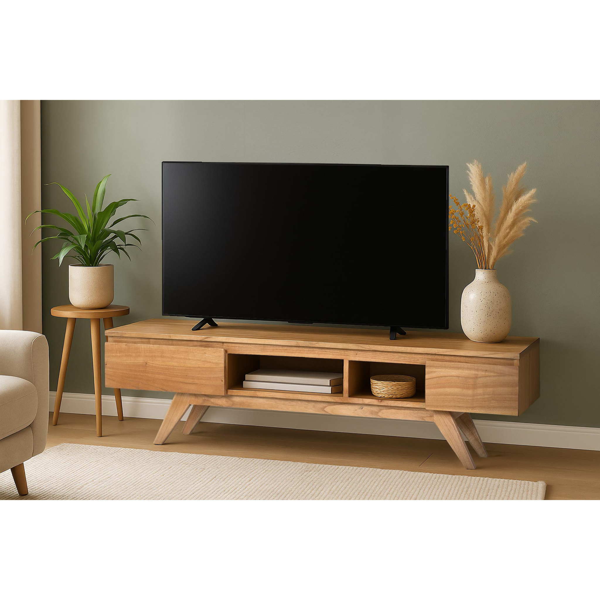 Mueble TV de Madera de Mindi 150 Cm Estilo Nórdico