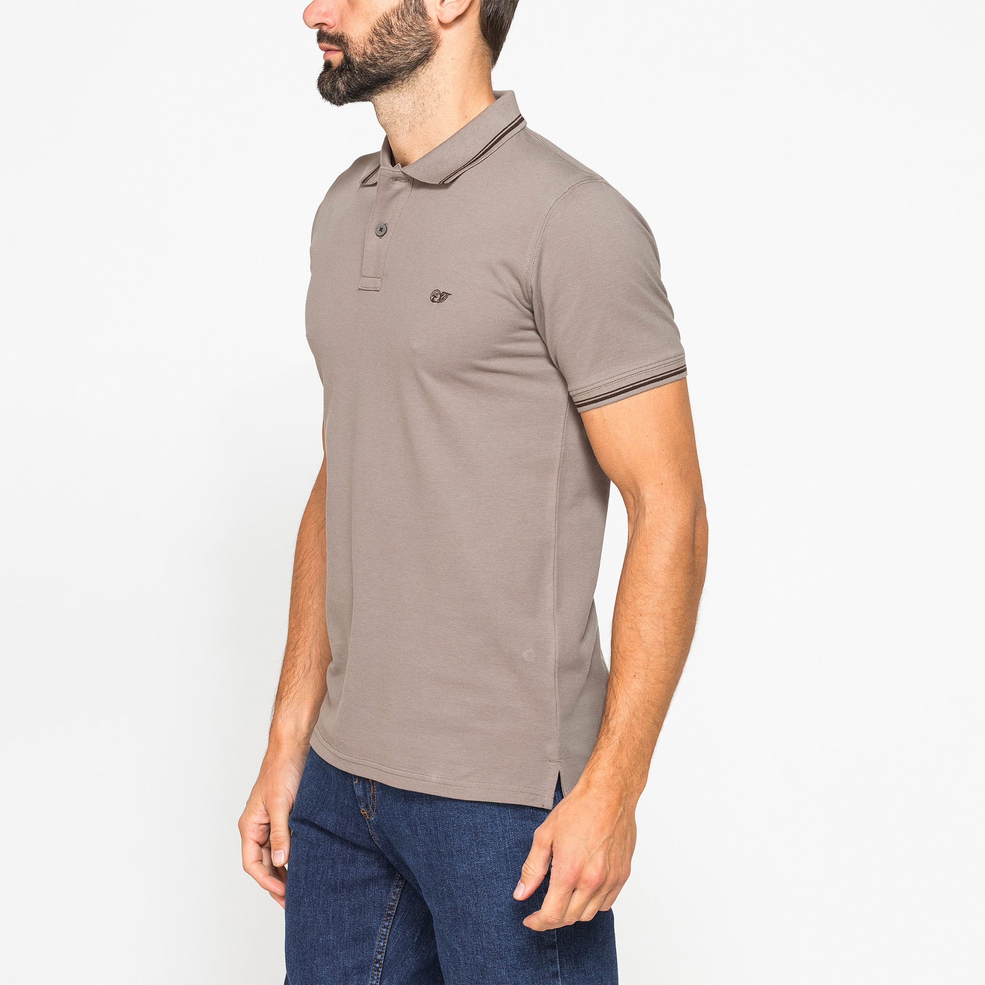 POLO IN PIQUET DI COTONE CON TIPPING A CONTRASTO