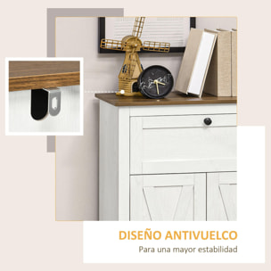 Aparador para Salón Armario de Almacenamiento con Puertas Dobles Cajón y Estante Ajustable para Cocina Dormitorio 60x30x87,4 cm Blanco